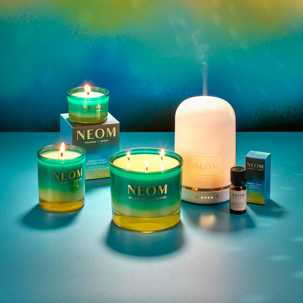 NEOM Perfect Peace gift packaging with ribbon ready for gifting