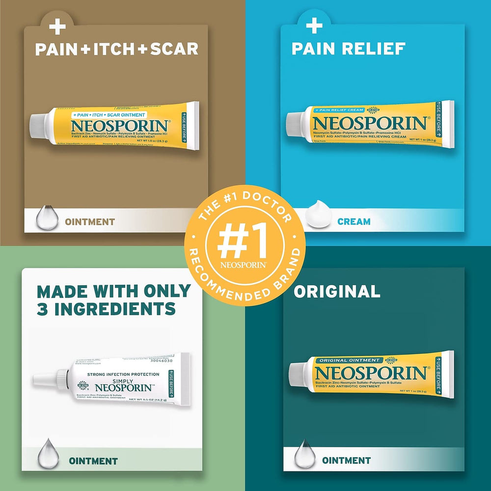 Neosporin yellow foil label closeup for quick wound care.