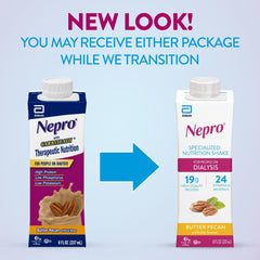 Nepro Butter Pecan pour illustrates convenient on-the-go nutrition.