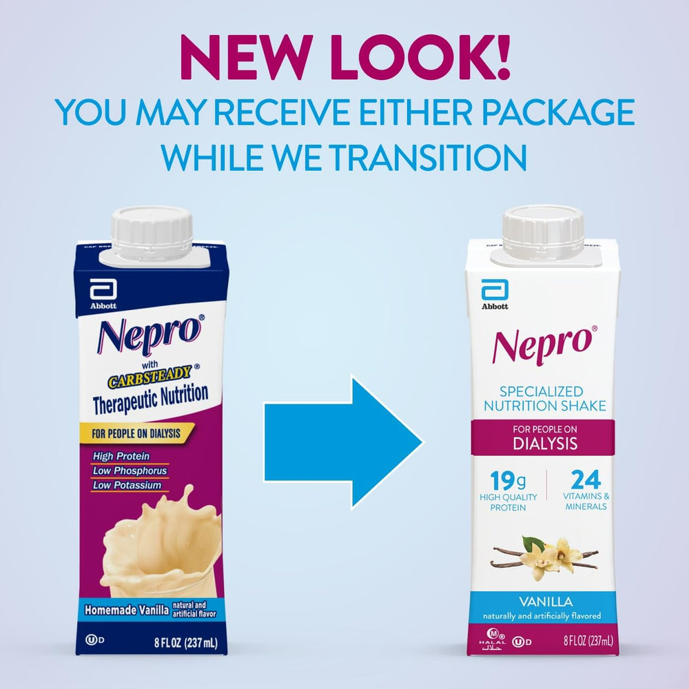 Nepro vanilla shake pour into glass emphasizes convenient nourishment