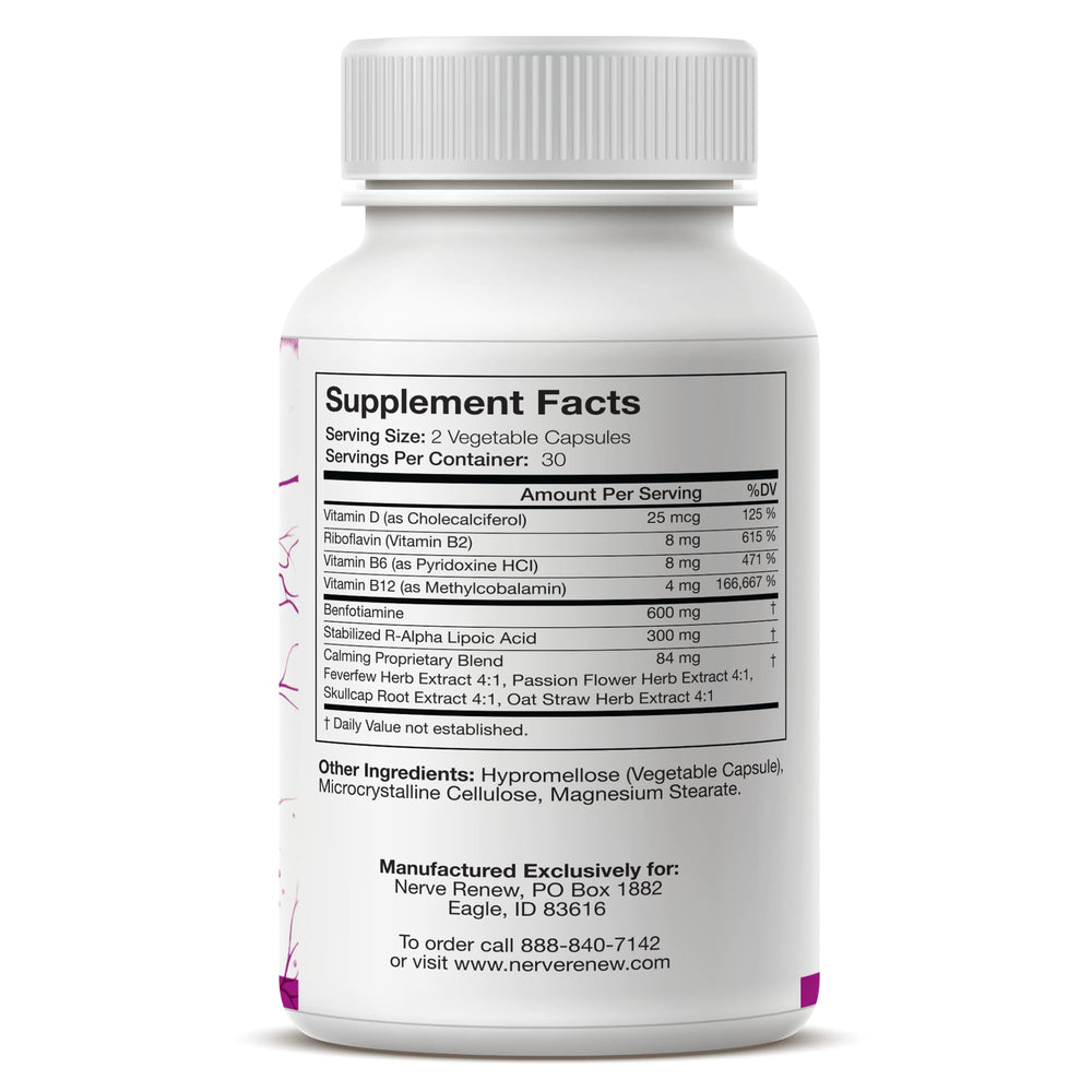 NERVE RENEW capsules closeup supporting nerve nourishment.
