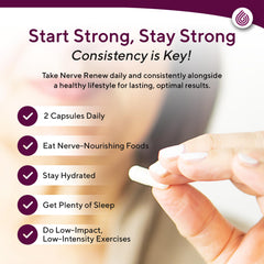 NERVE RENEW daily-use setup featuring capsules and bottle.