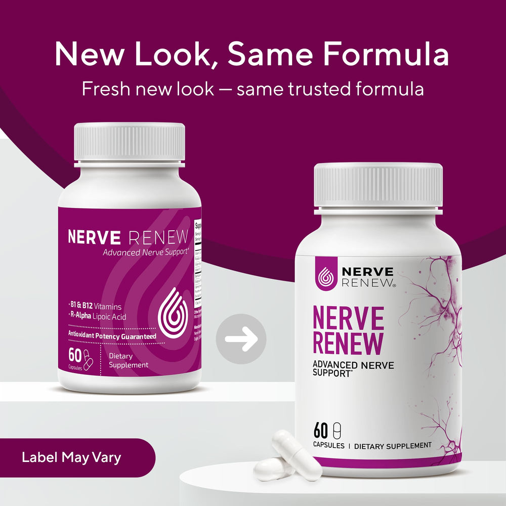 NERVE RENEW label detail highlights ingredients.