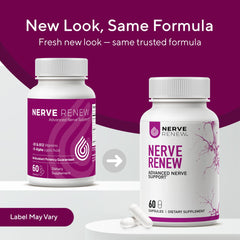 NERVE RENEW label detail highlights ingredients.