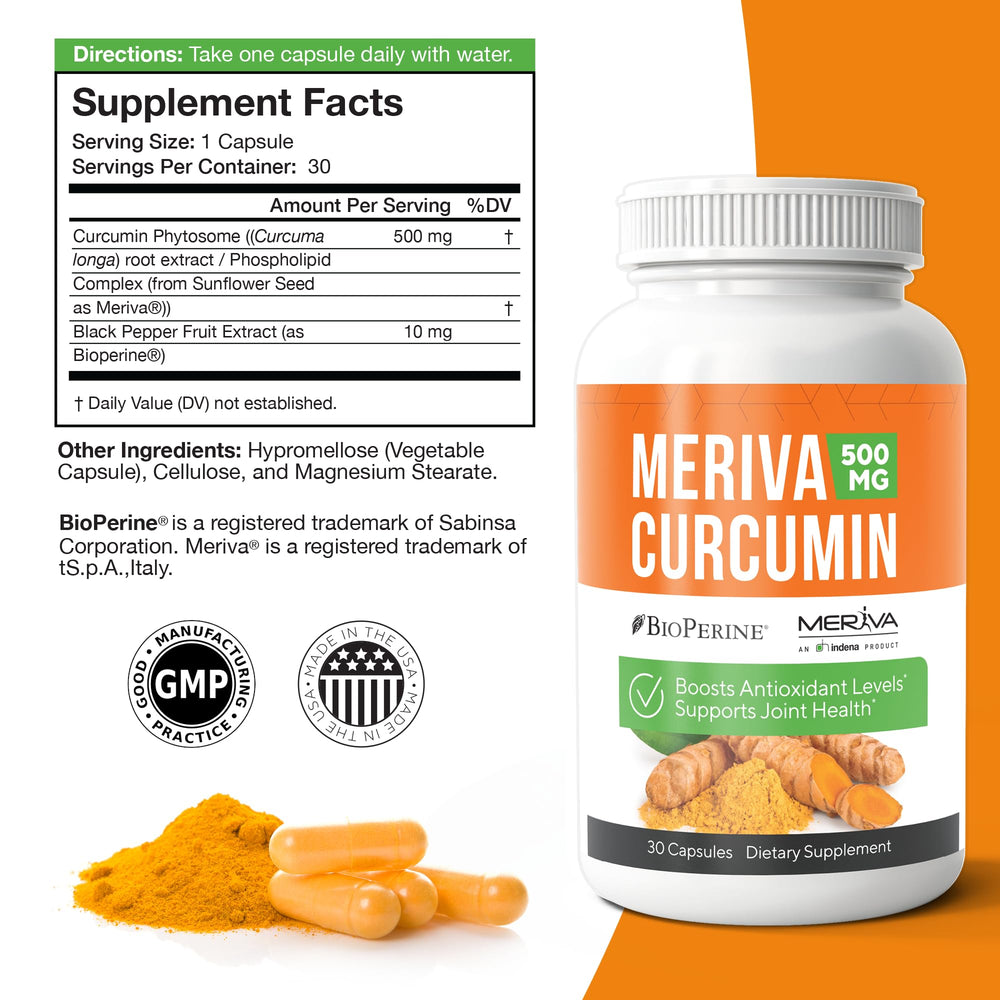 NERVE RENEW Meriva Curcumin capsules close-up for gentle absorption.