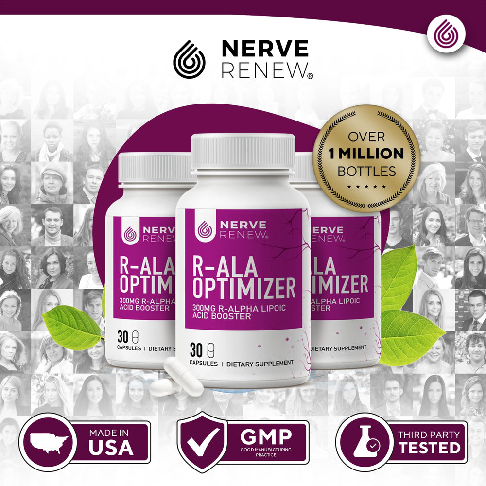 NERVE RENEW Optimizer lifestyle scene with supplements for well-being.