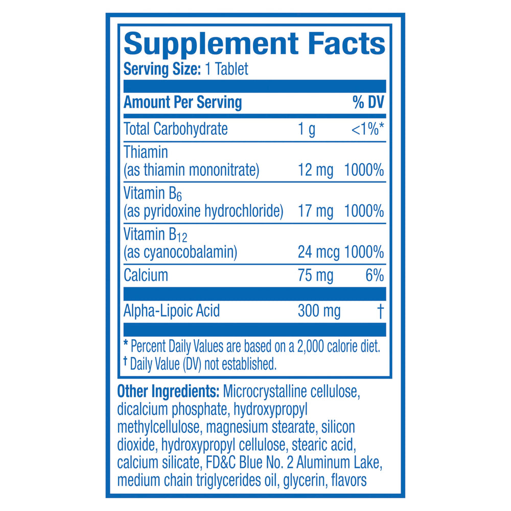 Nervive Nerve Health sugar-free label close-up highlights no sugar added