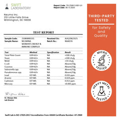 NEUMINA back-panel-matrix confirms vegan, non-GMO status.