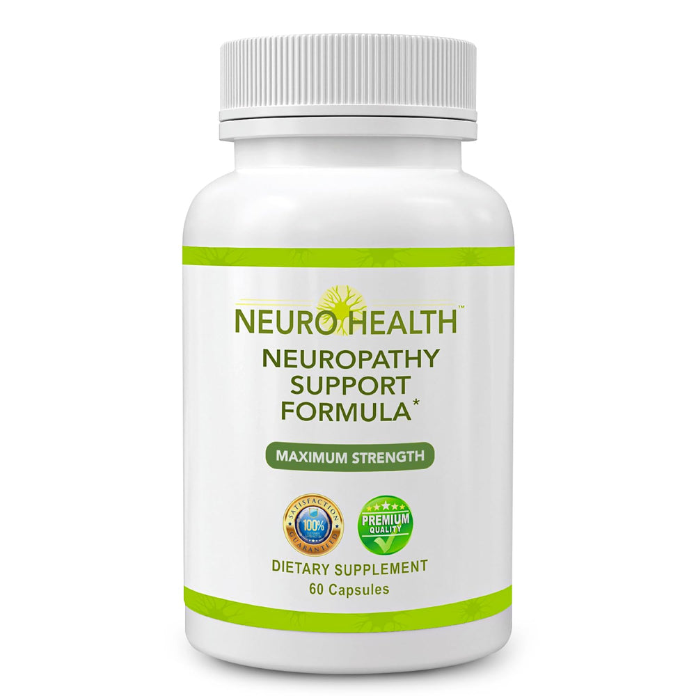 Neuro Health Nerve Support Formula bottle highlights a potent blend for daily nerve comfort.