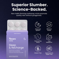 Neuro Sleep Meltaway Mints mixed berry flavor in handy closeup pack.