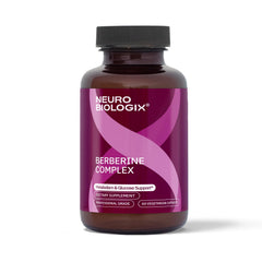 Neurobiologix Berberine Complex bottle on a clean surface highlighting gluten-free formula