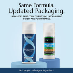 Packaging box of Neurobiologix Glutathione Topical Cream highlights premium formula.