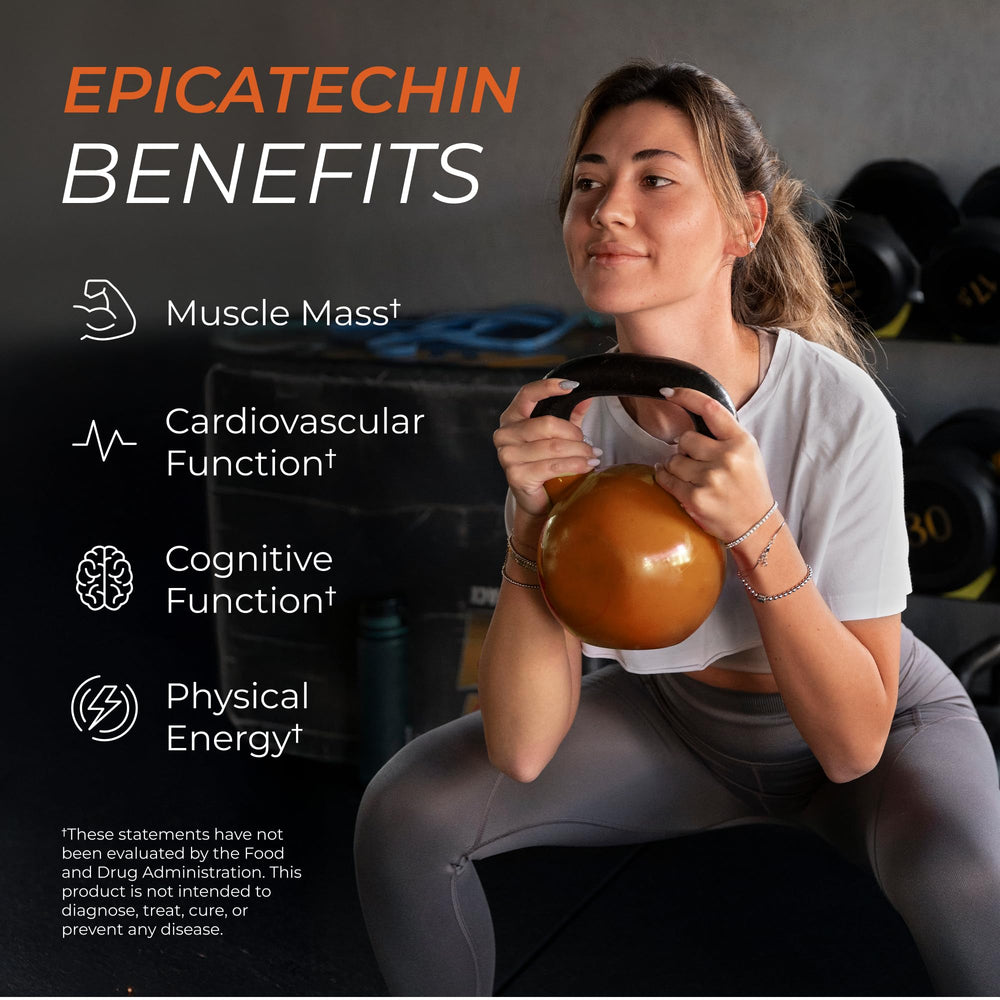Neurogan Epicatechin bottle on workout setup, suggesting use during exercise.