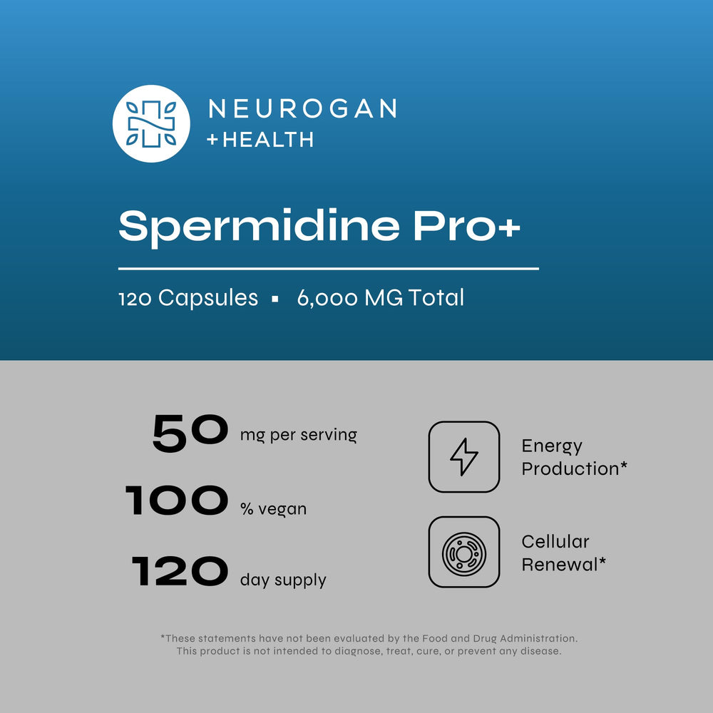 Neurogan Spermidine Pro label detail emphasizes purity and quality for informed choices
