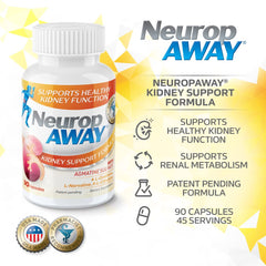 NeuropAWAY packaging shown for on-the-go kidney support.