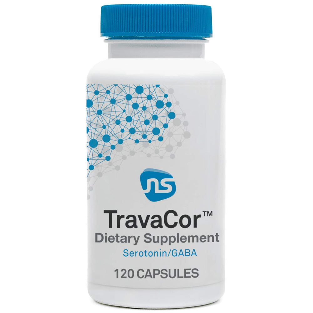 NeuroScience Travacor bottle pour promotes calm during daily stress.