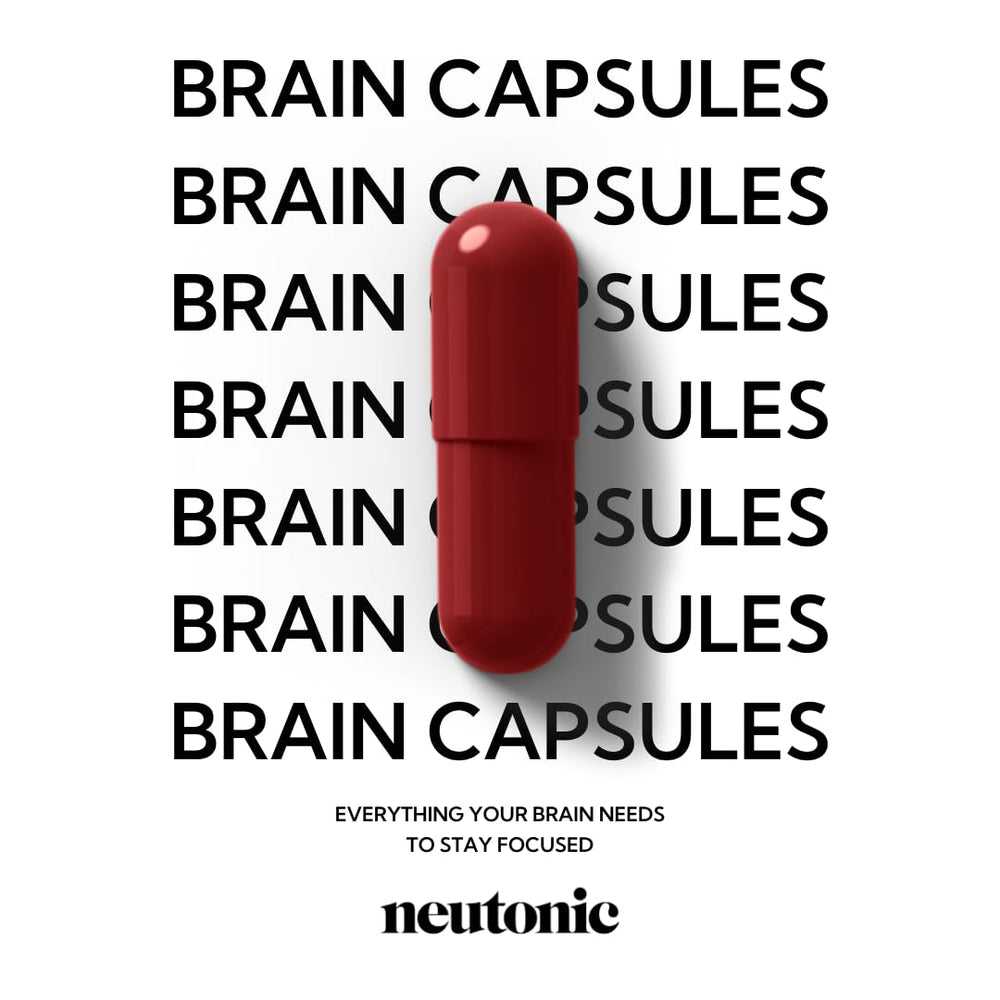 Neutonic nootropic capsules on desk suggest a productive study session