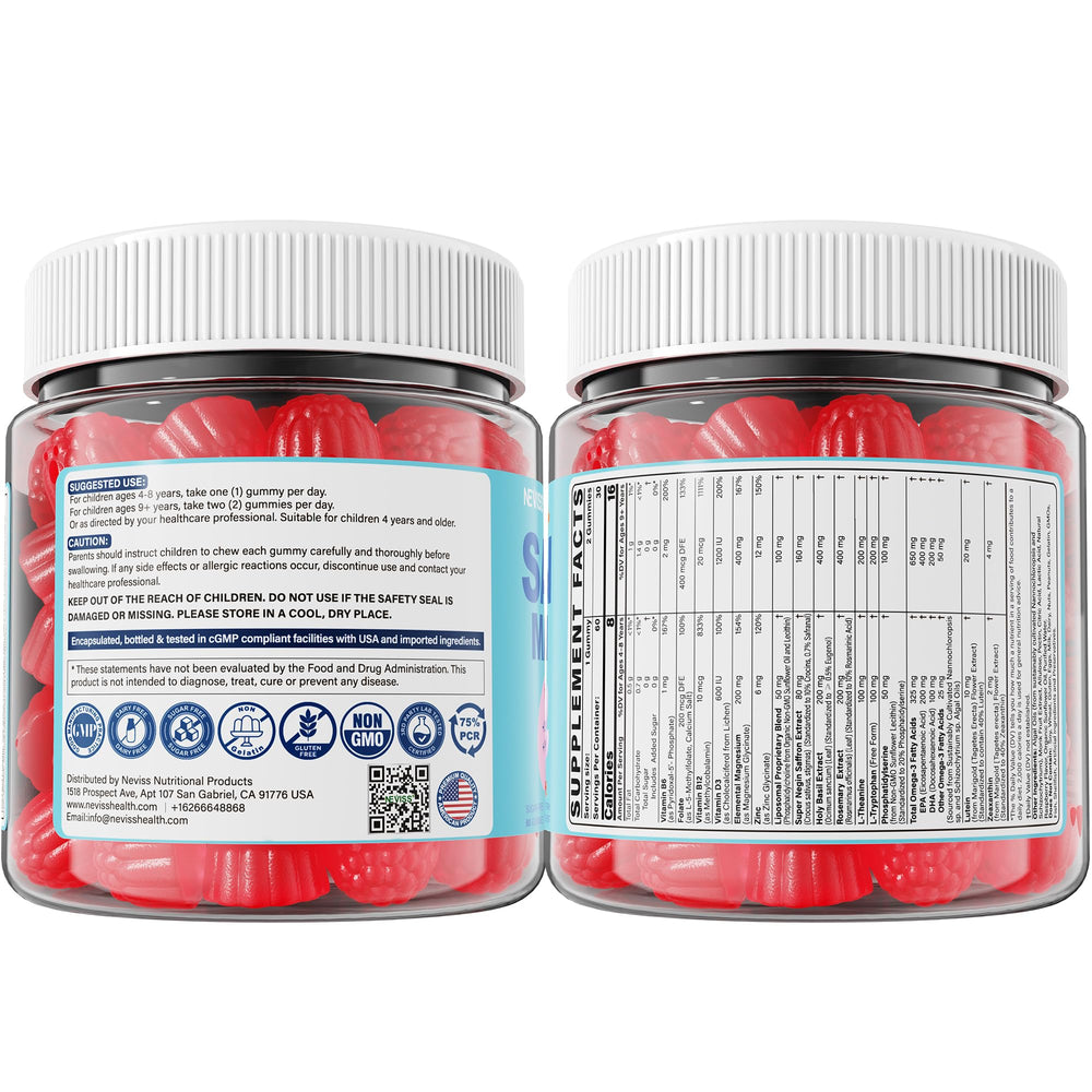 NEVISS bottle label close-up with nutrition.