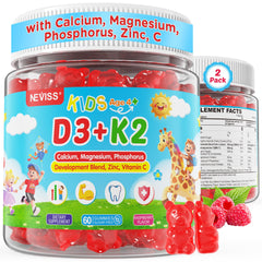 NEVISS Kids D3 K2 Gummies bottle – a convenient daily vitamin for bone support.
