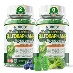 Neviss liposomal sulforaphane gummies bottle for convenient antioxidant support at home