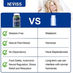 NEVISS melatonin-free gummies front packaging with lemon flavor for evening calm.