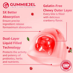 NEVISS menopause gummies close-up texture reveals a chewy cranberry bite.