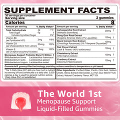 NEVISS menopause gummies label close-up highlights the herbal blend and probiotic foundation.