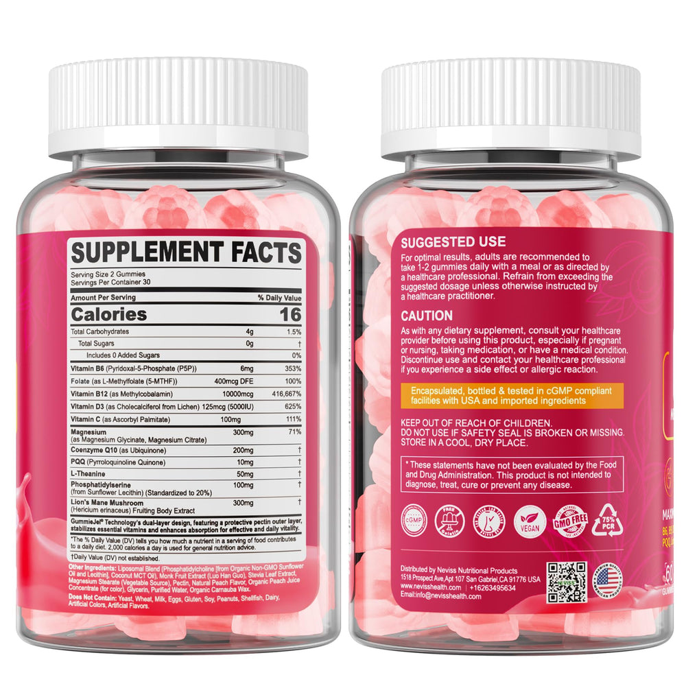 NEVISS Methyl B12 Gummies daily use serving near glass of water
