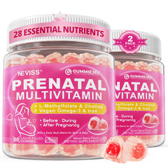 NEVISS prenatal multivitamin gummy bottle for daily pregnancy support.