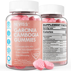 NEVISS Sugar Free Garcinia Cambogia Gummies bottle for convenient daily wellness.