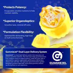 Gummy center glow indicating enjoyable texture and chewability