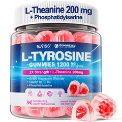 NEVISS Tyrosine Gummies bottle for focused energy throughout the day