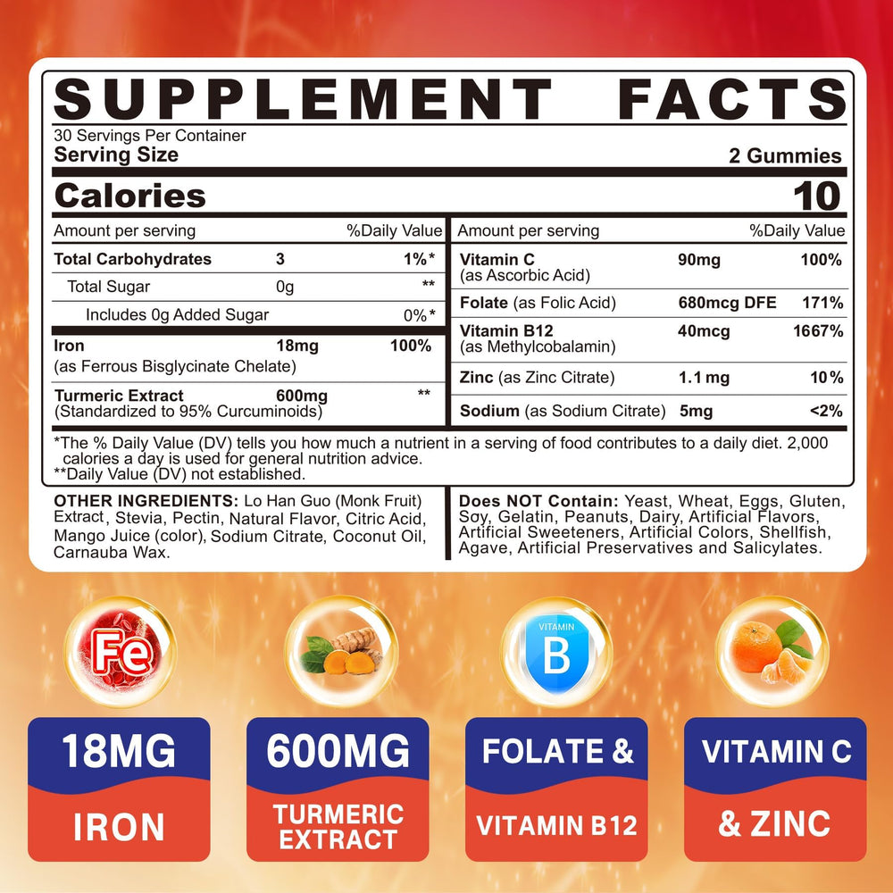 NEVISS vegan iron gummies bottle being poured on white background.