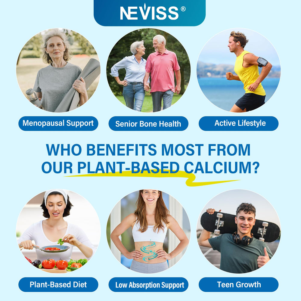 NEVISS vegan sugar-free gummies displayed for convenient daily calcium intake.