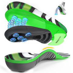NEVVIS Dynamic Spring insoles with a heel cup provide stabilized support and shock absorption.