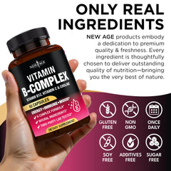 NEW AGE B Complex box on shelf - brand transparency and safety.