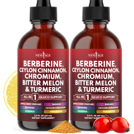 NEW AGE Berberine Cinnamon Drops bottle for daily use with easy integration into drinks