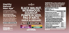 NEW AGE Black Walnut Wormwood Cleanse Drops packaging info highlighting 8oz size