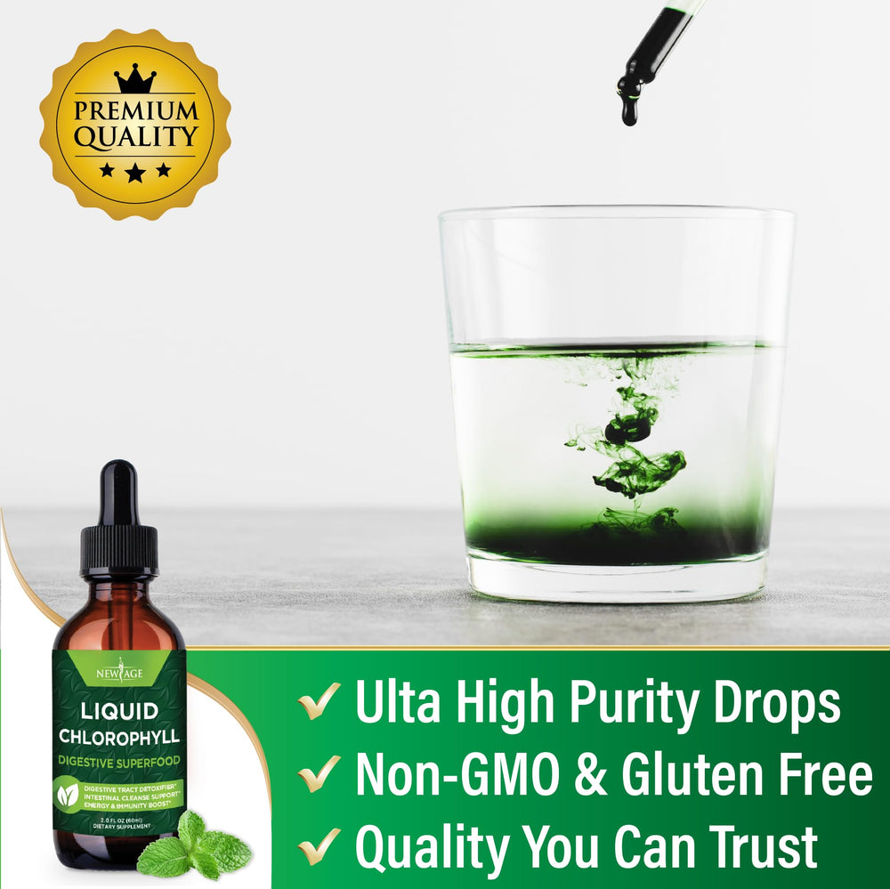 New Age Chlorophyll Drops made-in-usa badge emphasizing domestic production