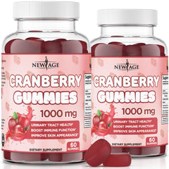 NEW AGE Cranberry Gummies bottle front highlighting urinary health support