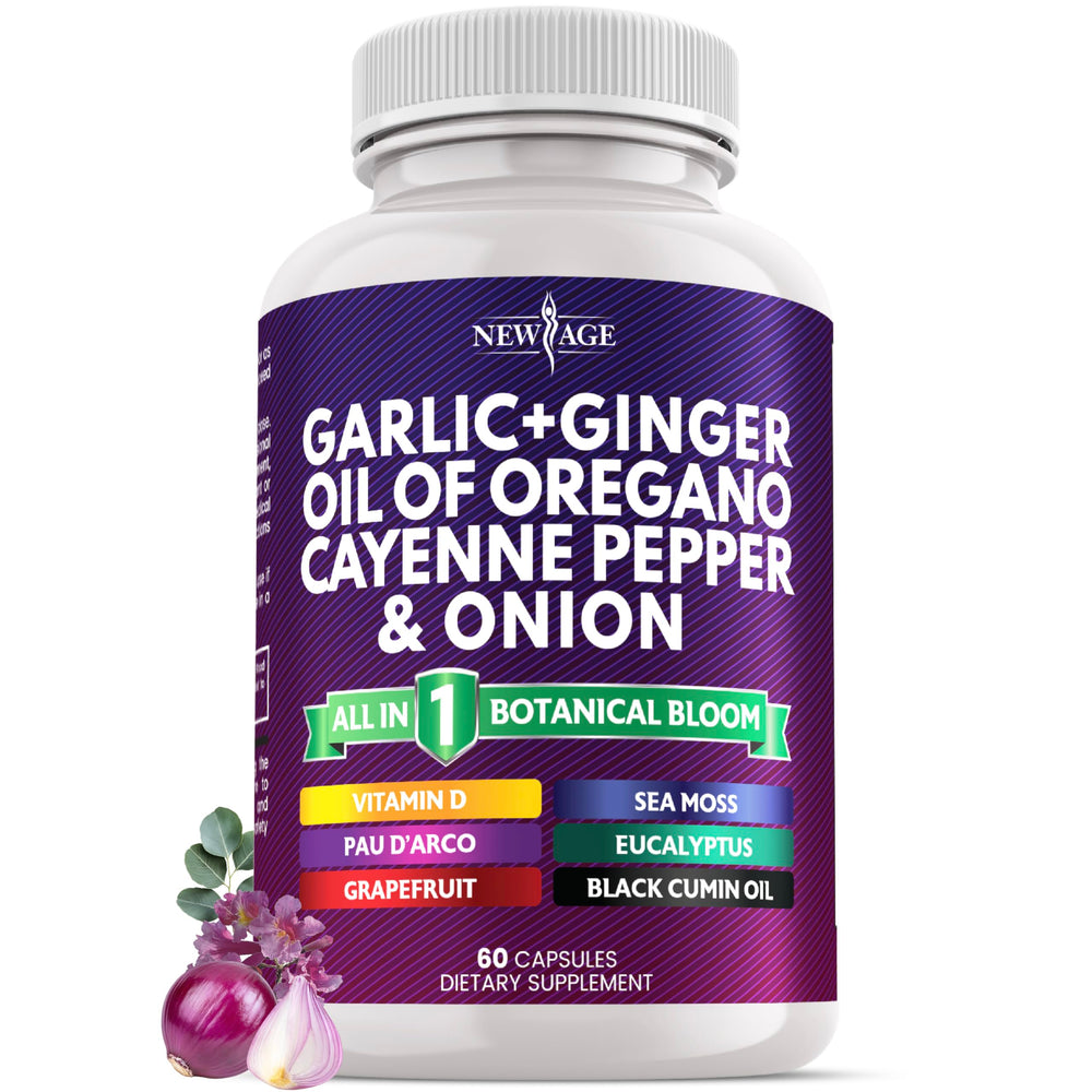 NEW AGE Garlic plus Ginger supplement front packshot for daily wellness and convenience