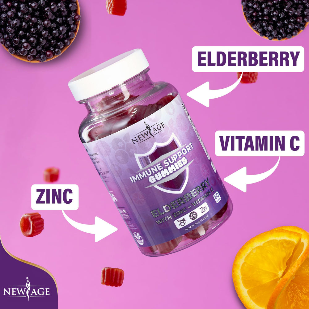 New Age immune gummy serving on a clean background suggesting a daily routine.