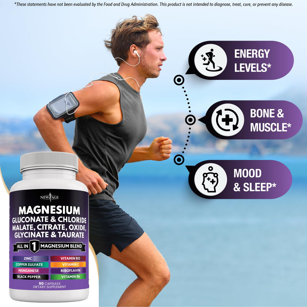New Age Magnesium label close-up with ingredient details