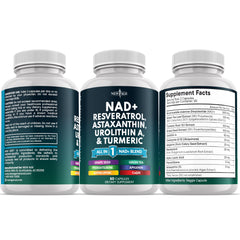 NEW AGE NAD+ coq10 capsule underscores energy metabolism support in vegan formula.