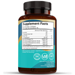 NEW AGE Omega 3 third-party tested seal on packaging.