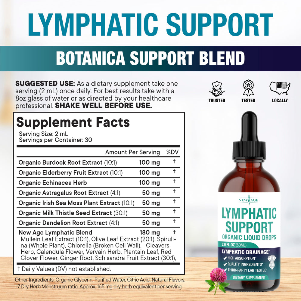 New Age Lymphatic Drainage Drops glass bottle with premium packaging