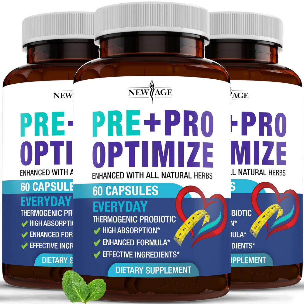 New Age Pro Optimize bottle front highlighting 70B CFU for gut health