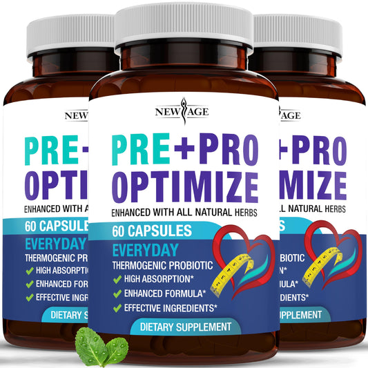 New Age Pro Optimize bottle front highlighting 70B CFU for gut health