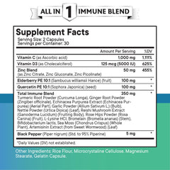 NEW AGE Quercetin Zinc Vitamin C Bromelain bottle back shows dosage for daily wellness