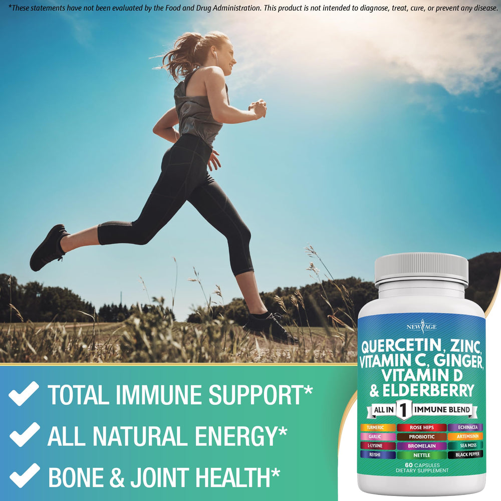 NEW AGE blend of quercetin, bromelain, elderberry and sea moss for immune support